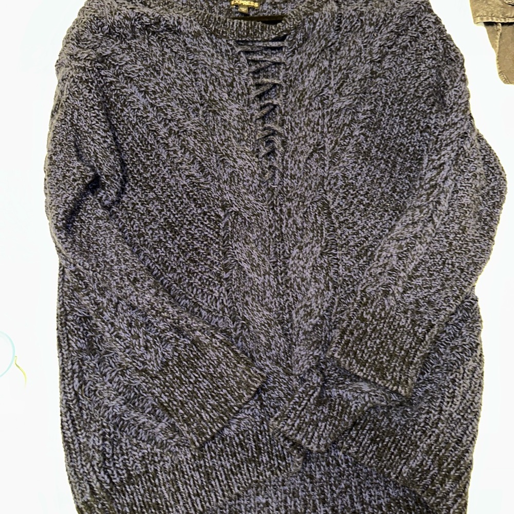 Express Black and Blue oversized Knit Sweater